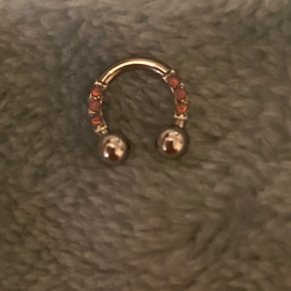 NWOT 6mm 16g Stainless Horseshoe with 6 Pink Opals - Picture 5 of 6